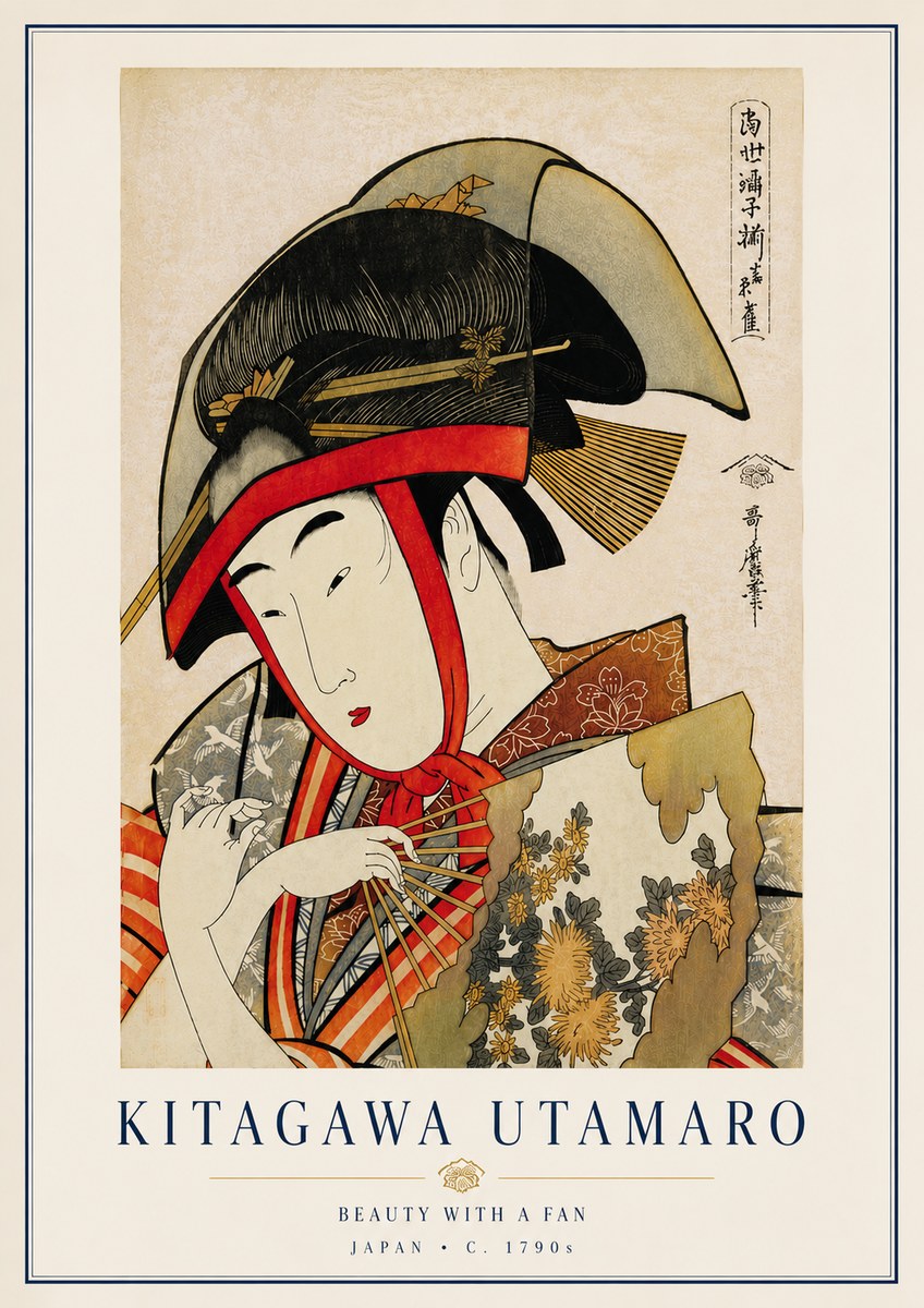 Kitagawa Utamaro Beauty with a Fan I No6 - Plakat