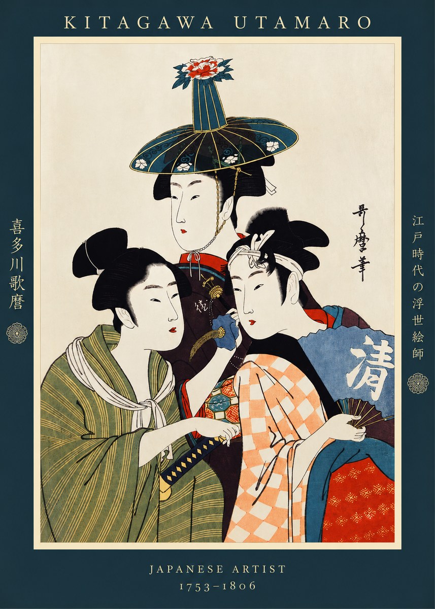 Kitagawa Utamaro Three Beauties No2 - Plakat