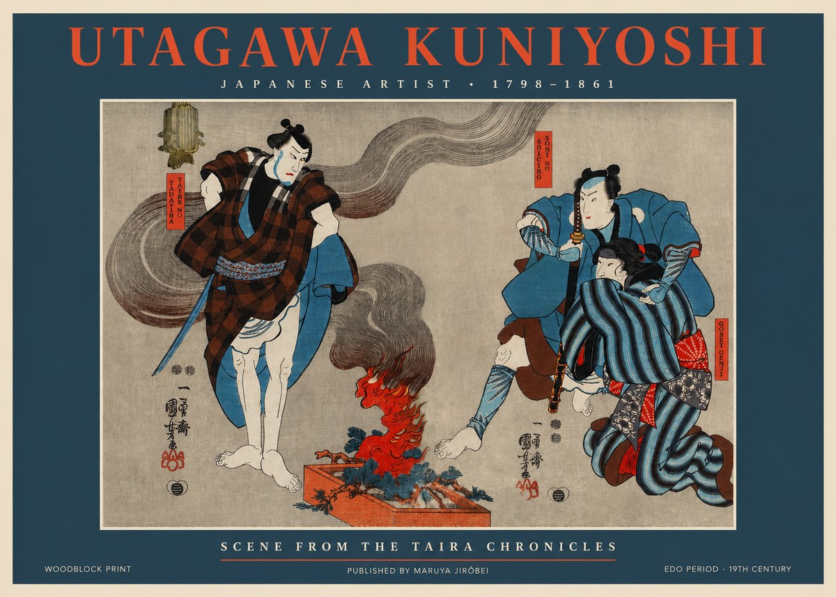 Utagawa Kuniyoshi Scene from the Taira Chronicles No2 - Plakat