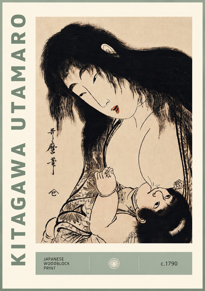 Kitagawa Utamaro Mother Nursing Her Child No5 - Plakat