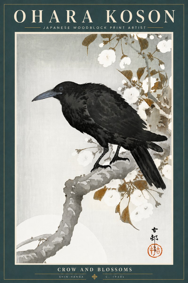 Ohara Koson Crow and Blossoms I No5 - Plakat