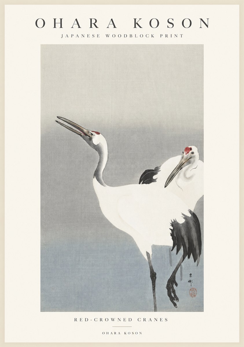 Ohara Koson Red-crowned Cranes No1 - Plakat