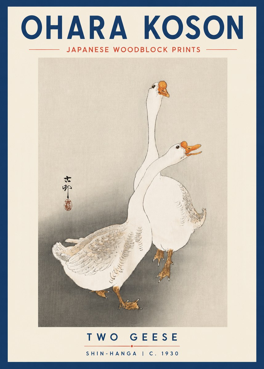 Ohara Koson Two Geese No3 - Plakat