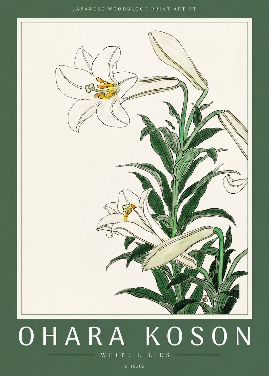 Ohara Koson White Lilies No2 - Plakat