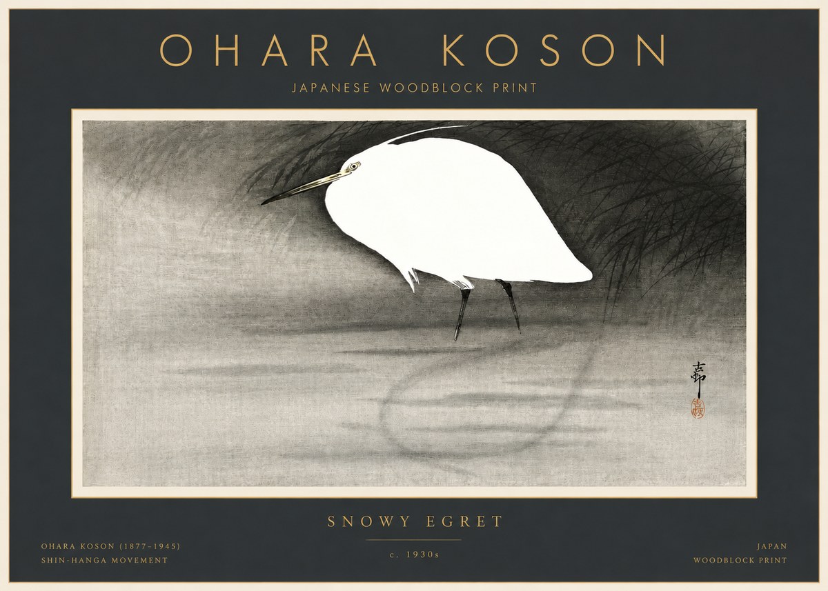Ohara Koson Snowy Egret No2 - Plakat
