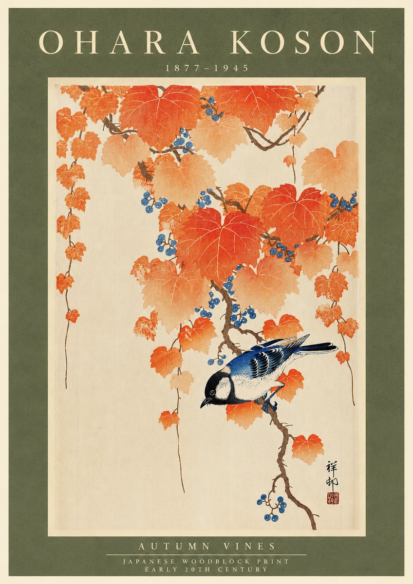 Ohara Koson Autumn Vines No3 - Plakat