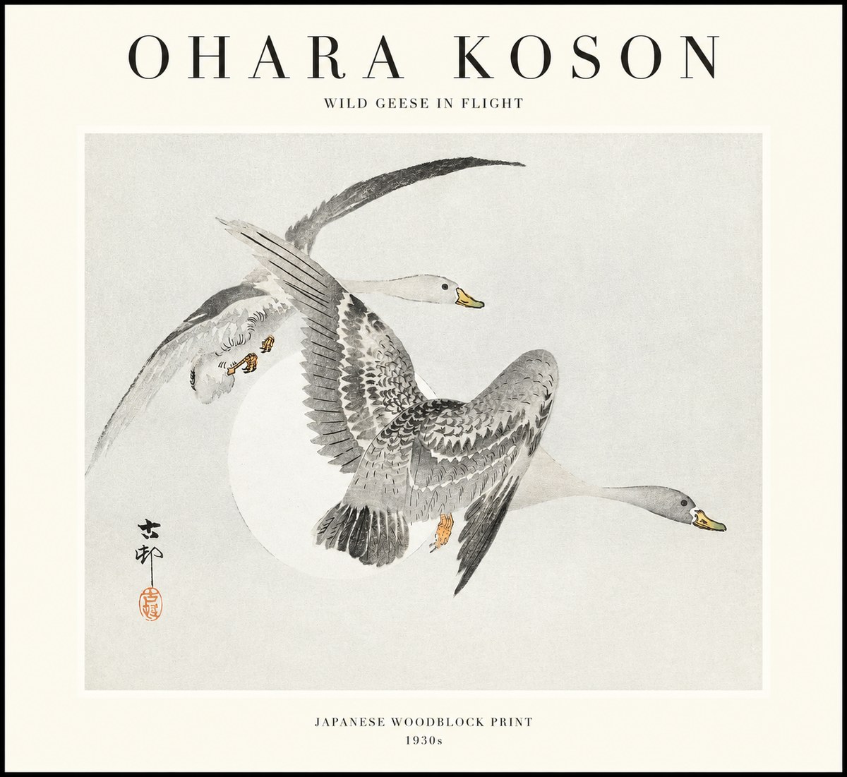 Ohara Koson Wild Geese in Flight I No1 - Plakat