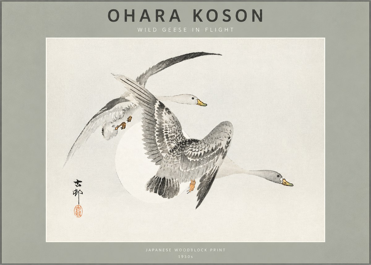 Ohara Koson Wild Geese in Flight I No2 - Plakat