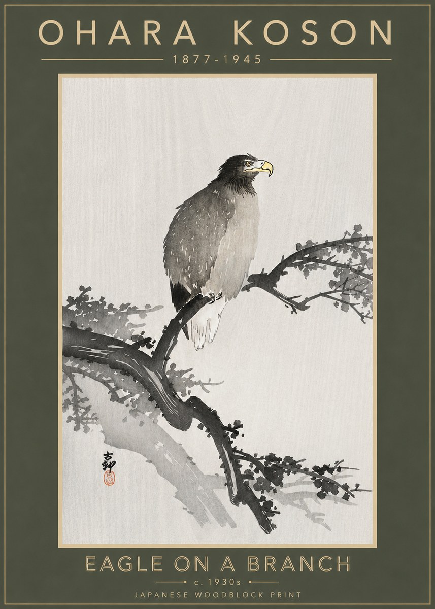 Ohara Koson Eagle on a Branch I No4 - Plakat