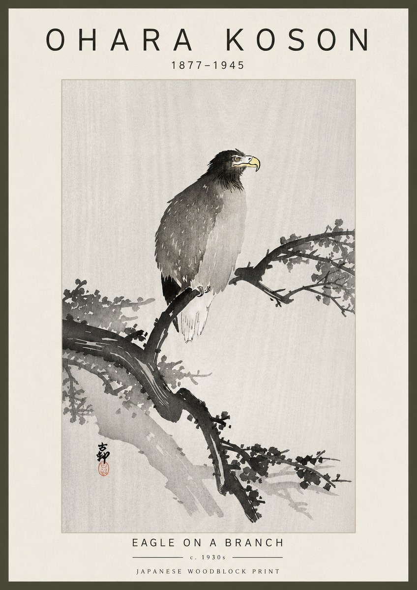 Ohara Koson Eagle on a Branch I No6 - Plakat