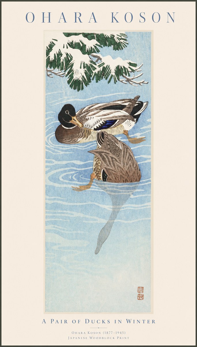 Ohara Koson A Pair of Ducks in Winter No1 - Plakat