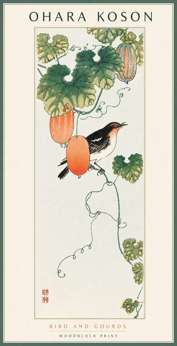 Ohara Koson Bird and Gourds No2 - Plakat