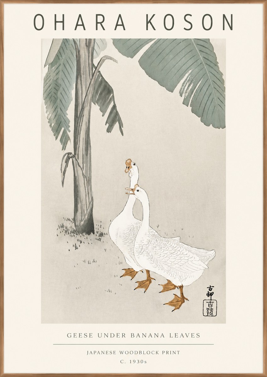 Ohara Koson Geese Under Banana Leaves No3 - Plakat