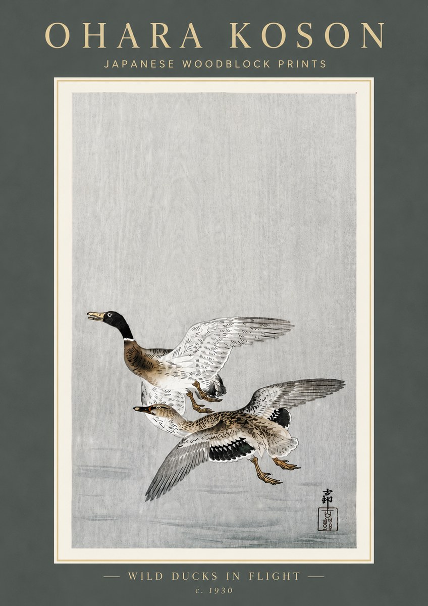 Ohara Koson Wild Ducks in Flight No6 - Plakat