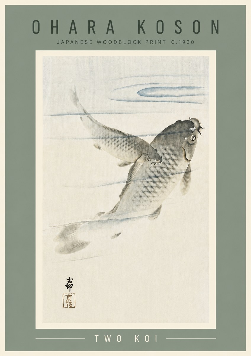 Ohara Koson Two Koi I No6 - Plakat