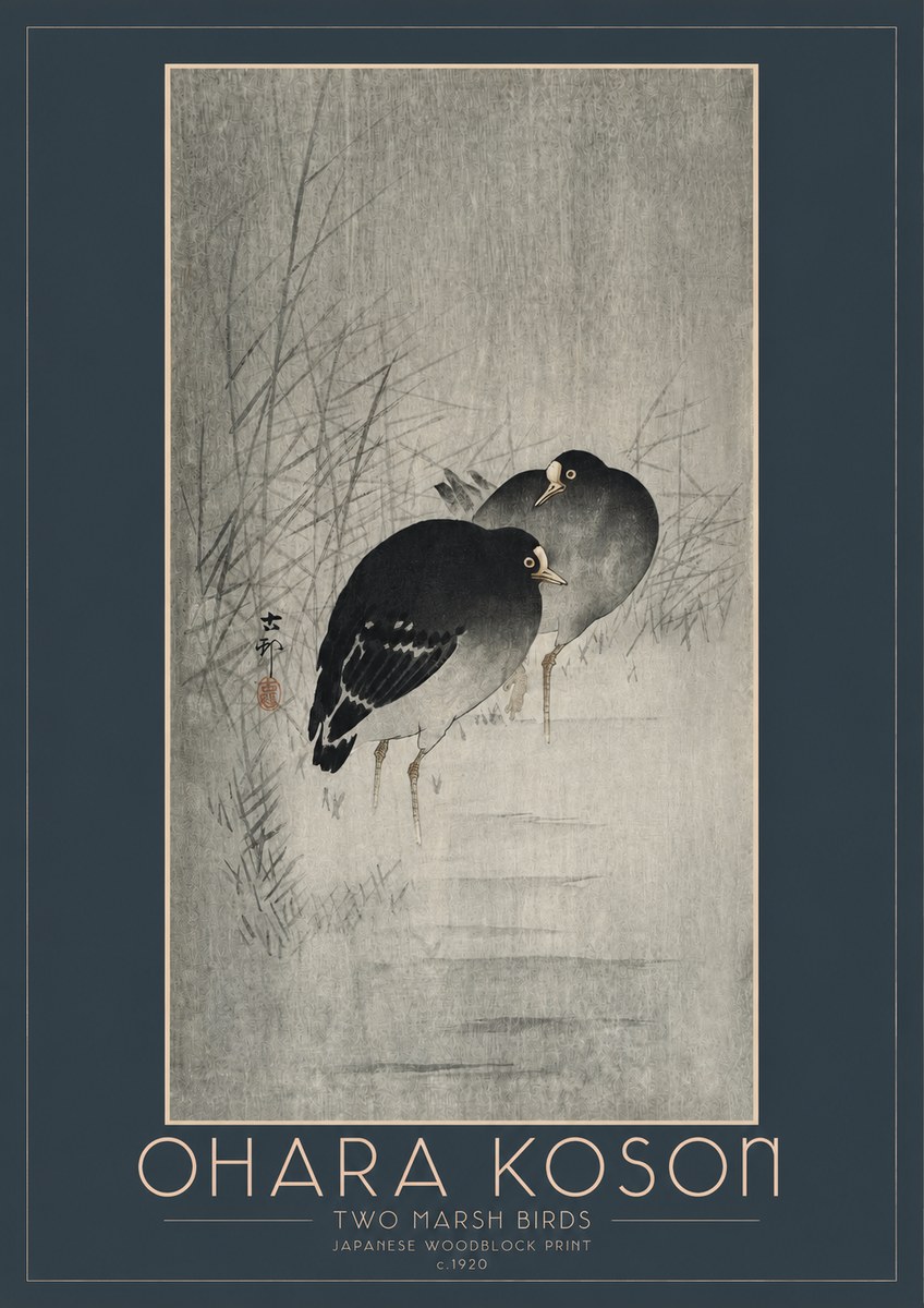 Ohara Koson Two Marsh Birds No2 - Plakat