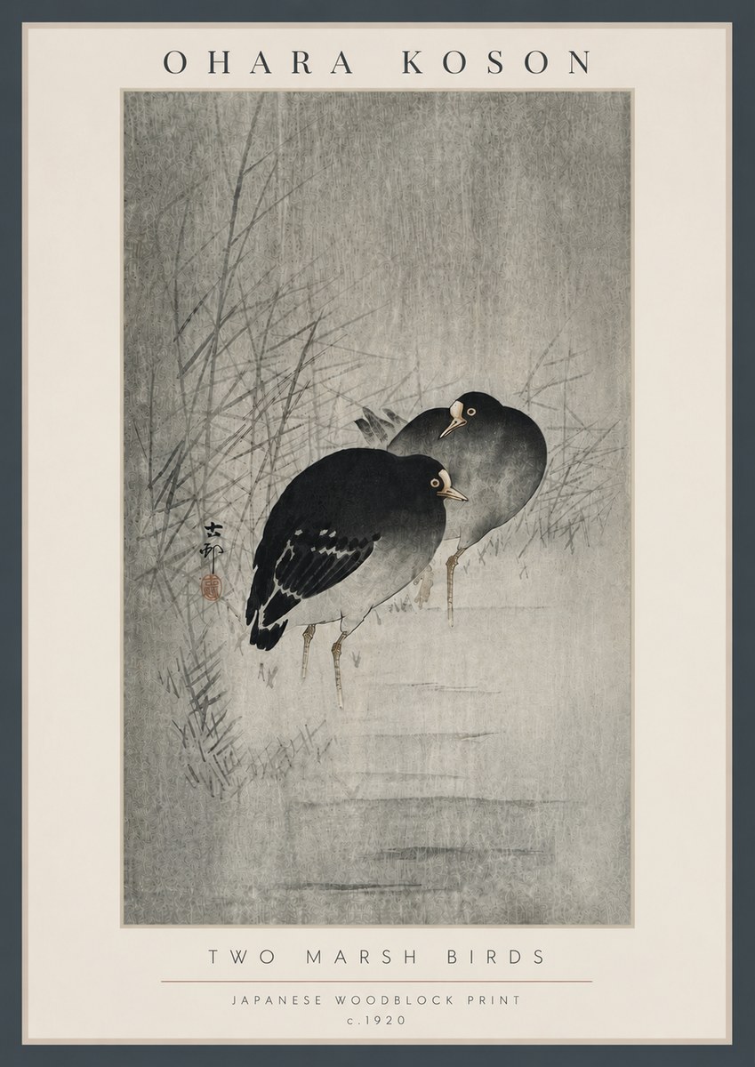 Ohara Koson Two Marsh Birds No6 - Plakat