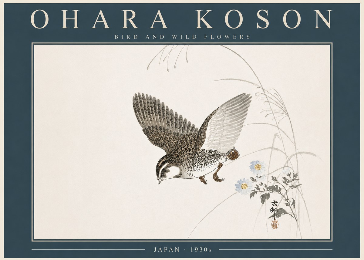 Ohara Koson Bird and Wild Flowers No5 - Plakat