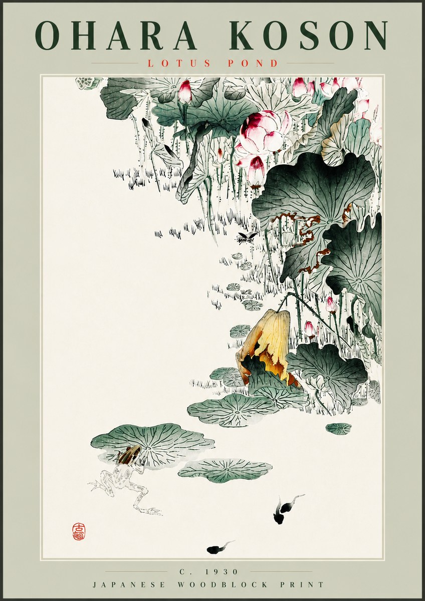 Ohara Koson Lotus Pond No4 - Plakat
