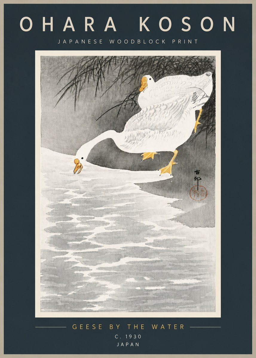 Ohara Koson Geese by the Water No3 - Plakat