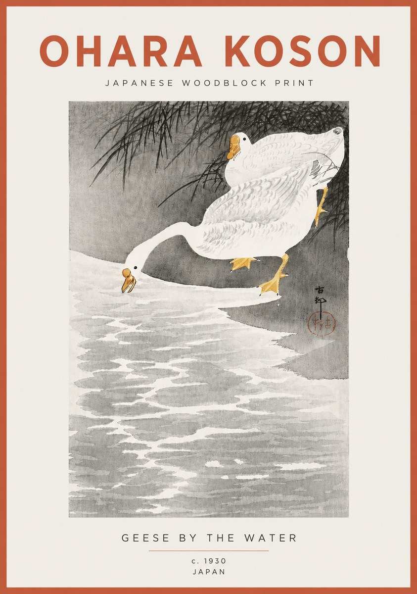 Ohara Koson Geese by the Water No4 - Plakat