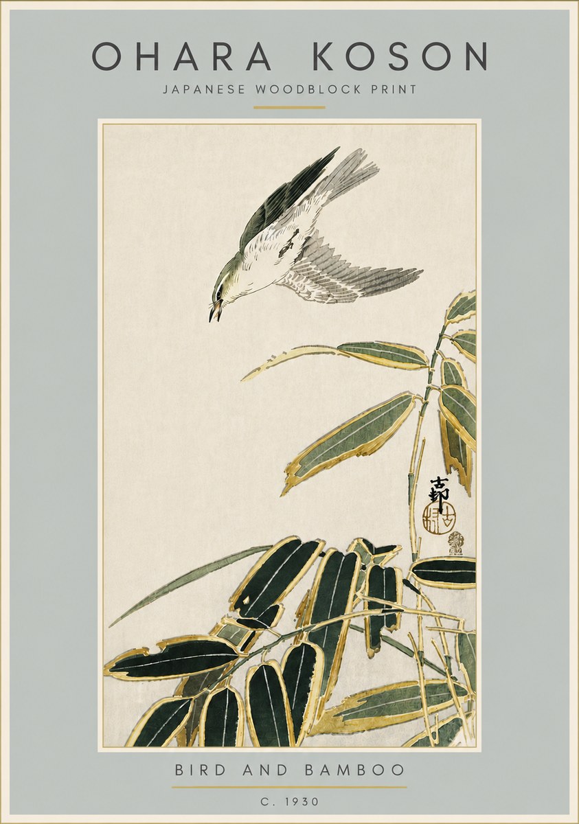 Ohara Koson Bird and Bamboo No6 - Plakat