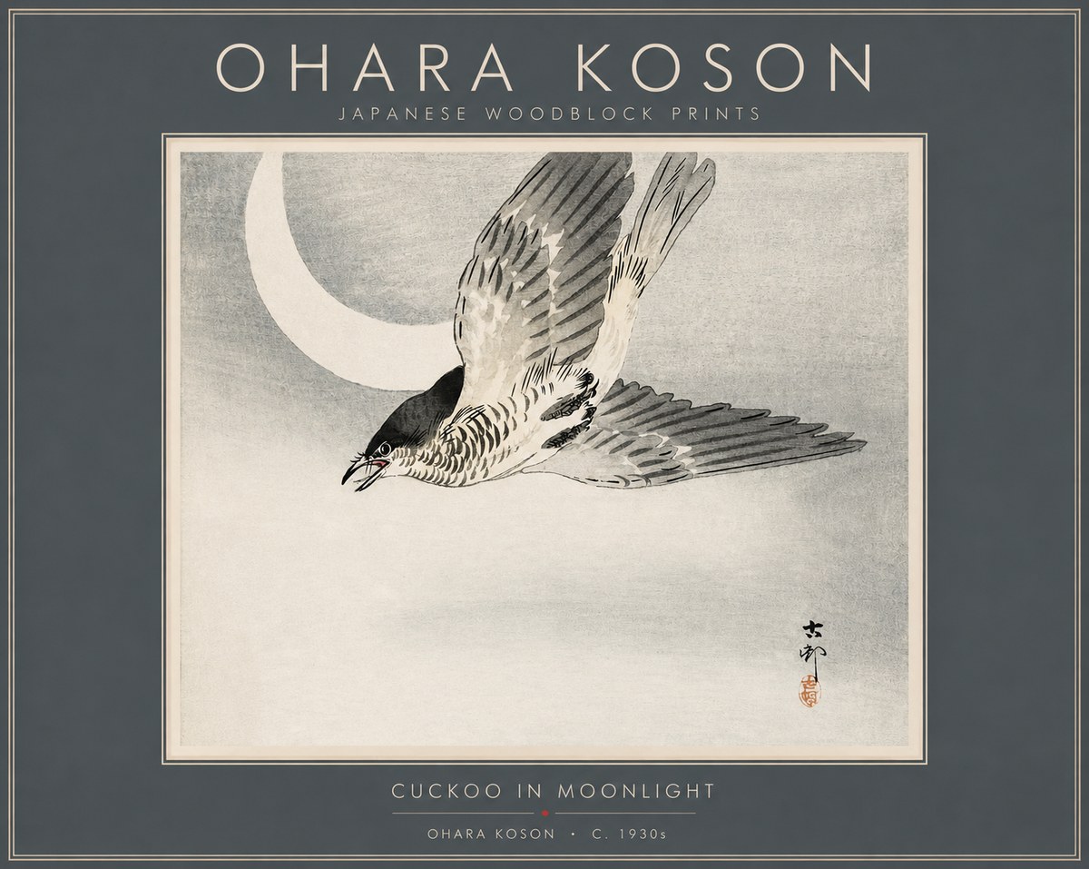 Ohara Koson Cuckoo in Moonlight No2 - Plakat