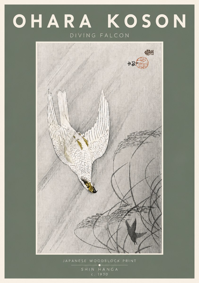 Ohara Koson Diving Falcon No4 - Plakat