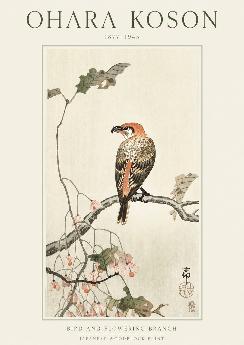 Ohara Koson Bird and Flowering Branch No1 - Plakat