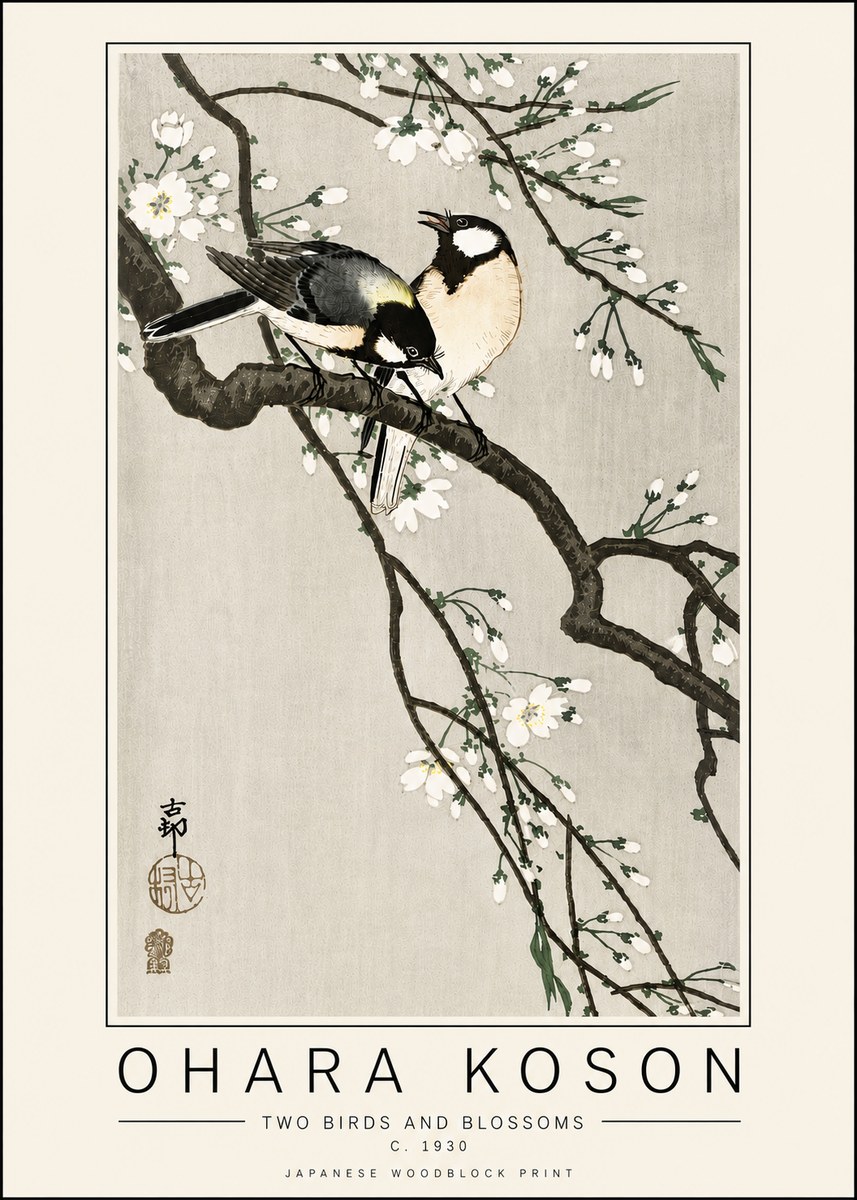 Ohara Koson Two Birds and Blossoms II No6 - Plakat