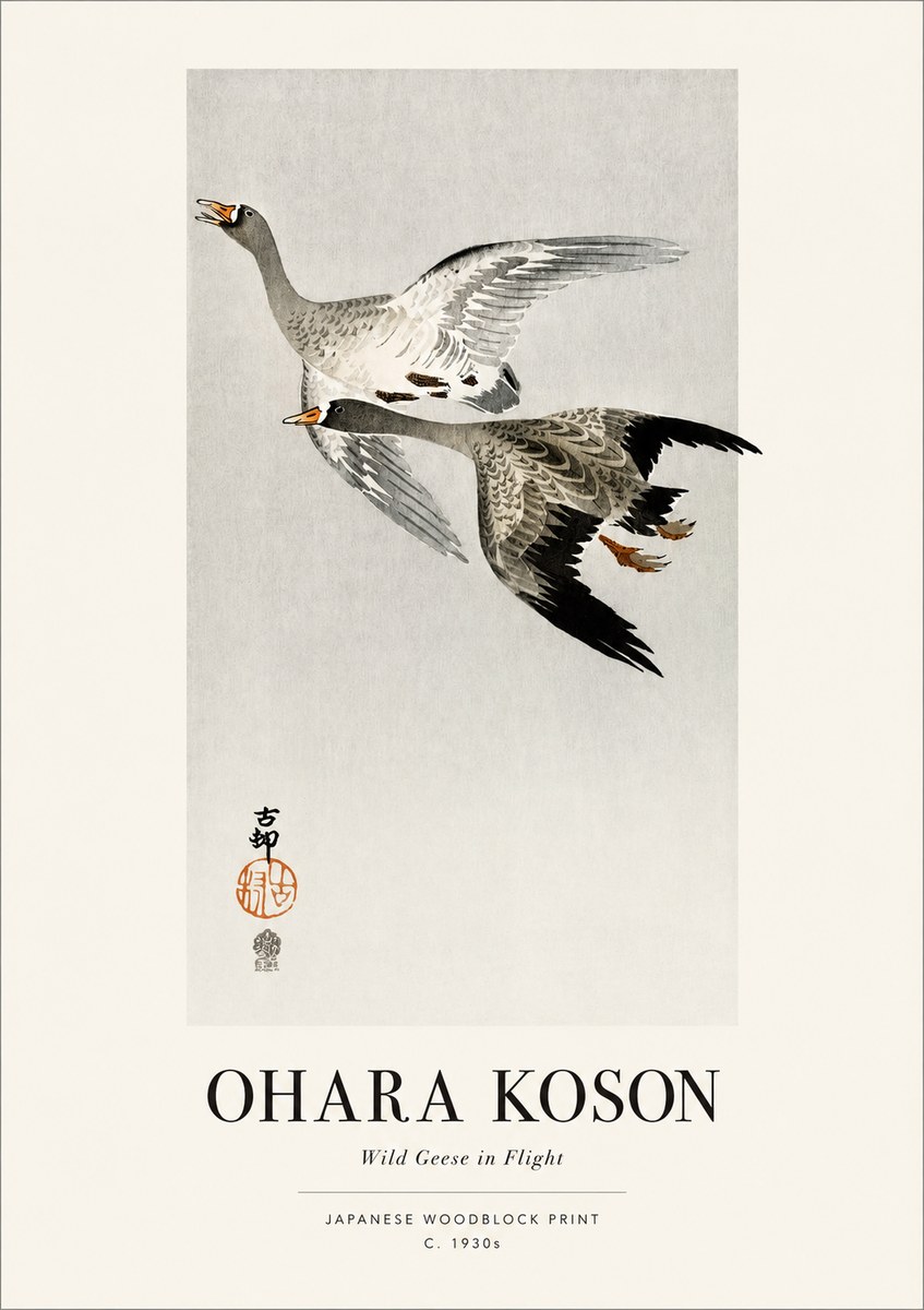 Ohara Koson Wild Geese in Flight III No1 - Plakat