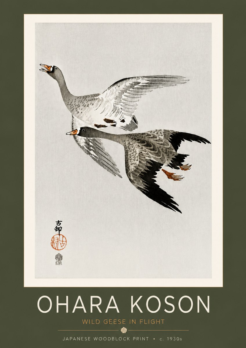 Ohara Koson Wild Geese in Flight III No4 - Plakat