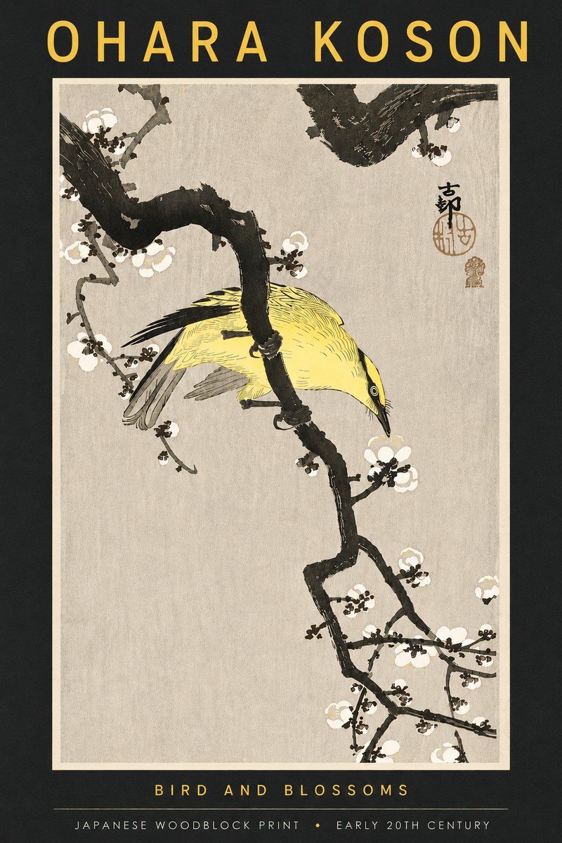 Ohara Koson Bird and Blossoms No5 - Plakat
