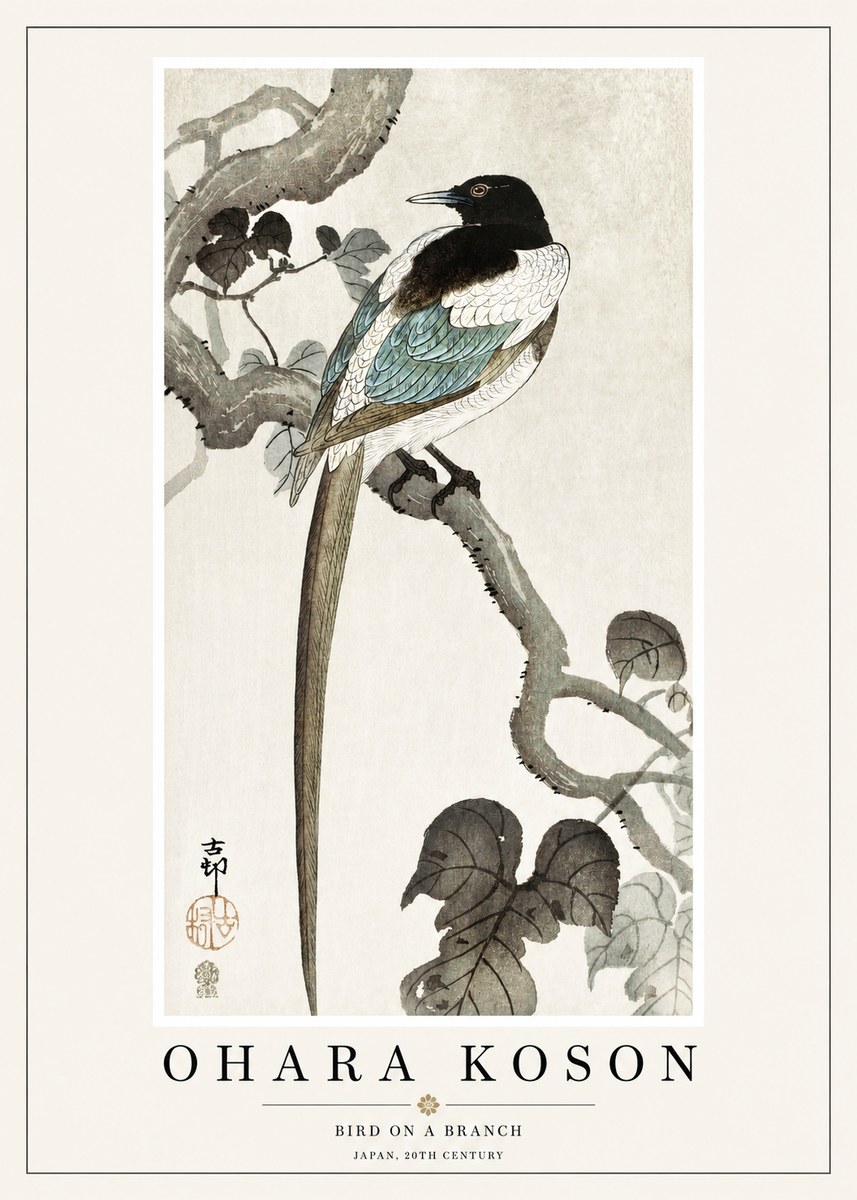 Ohara Koson Bird on a Branch IV No1 - Plakat