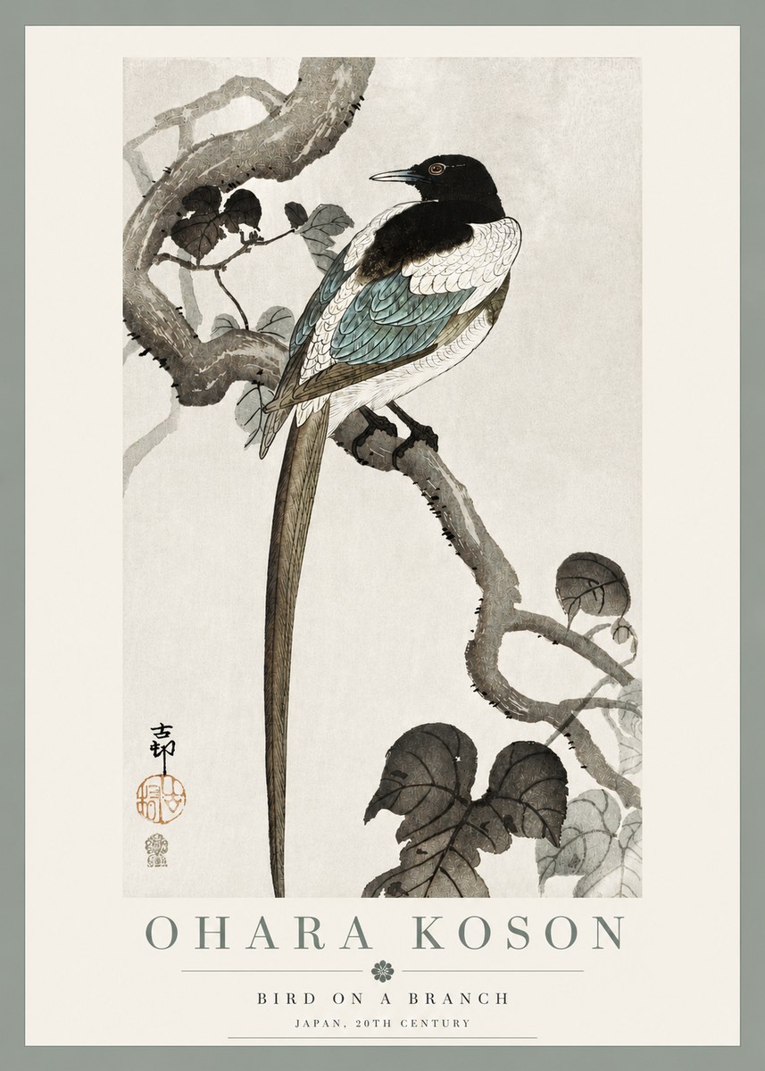 Ohara Koson Bird on a Branch IV No3 - Plakat