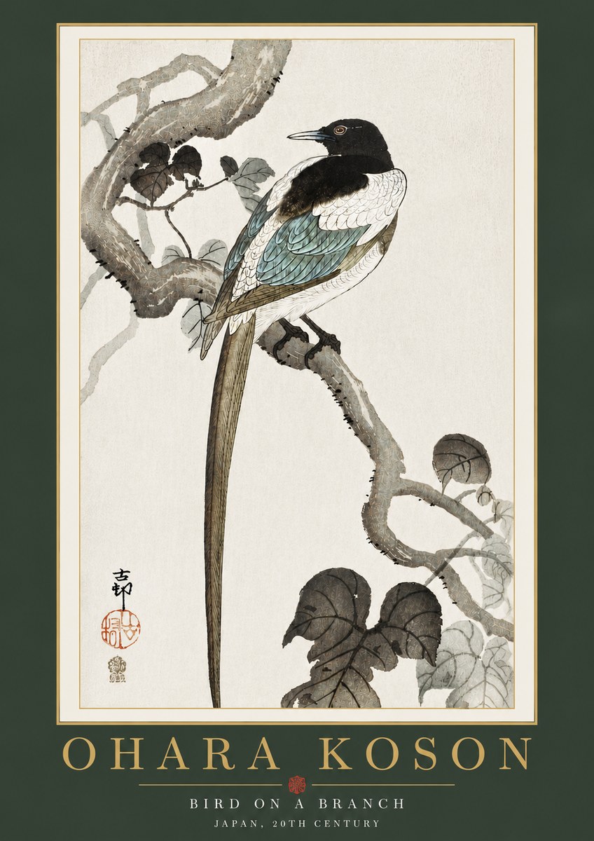 Ohara Koson Bird on a Branch IV No4 - Plakat