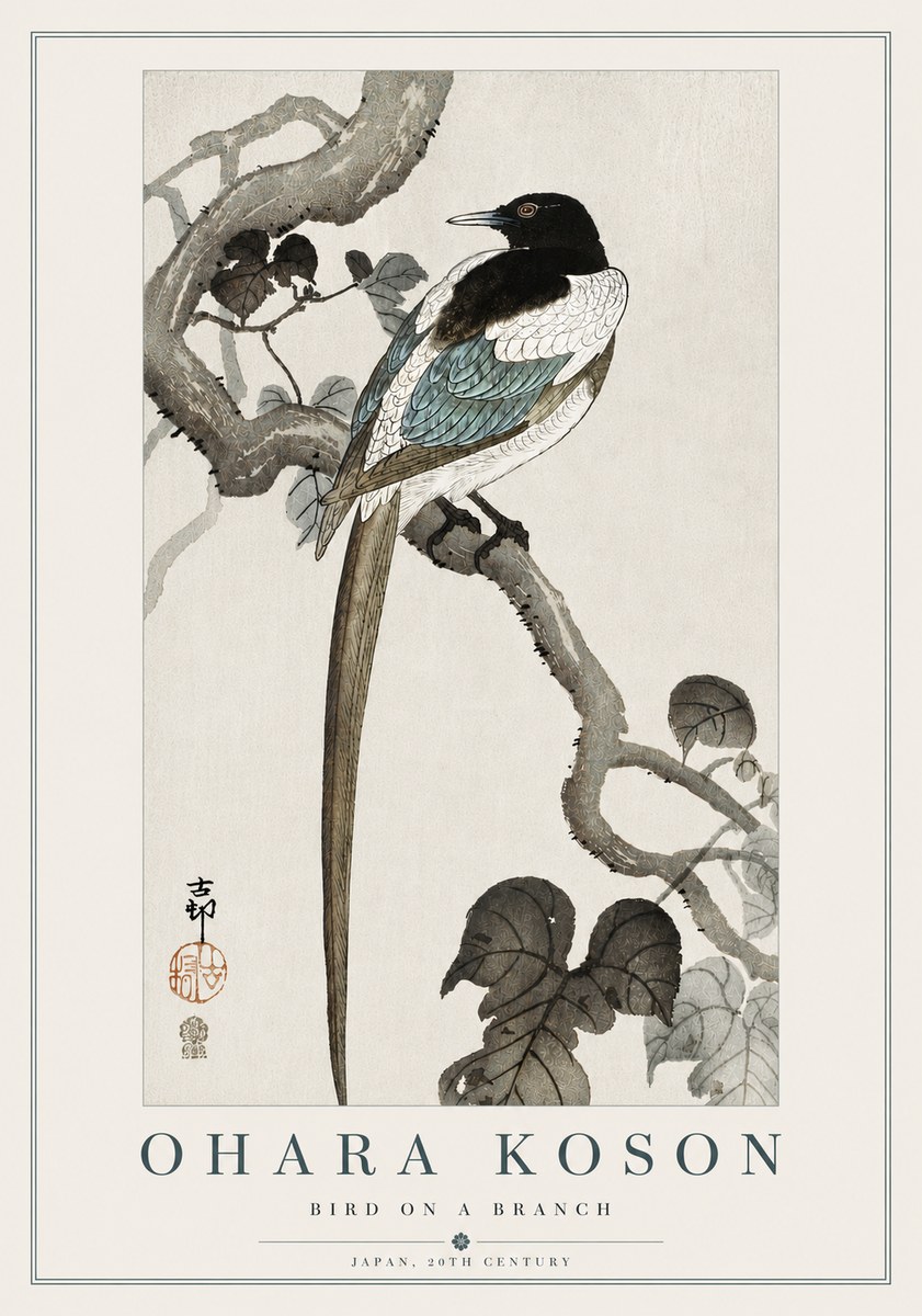 Ohara Koson Bird on a Branch IV No5 - Plakat