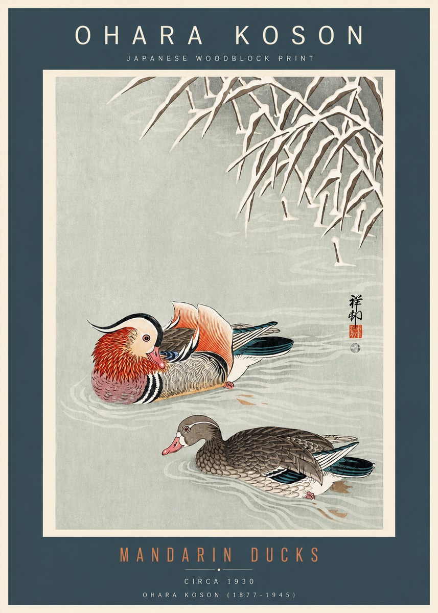 Ohara Koson Mandarin Ducks No3 - Plakat