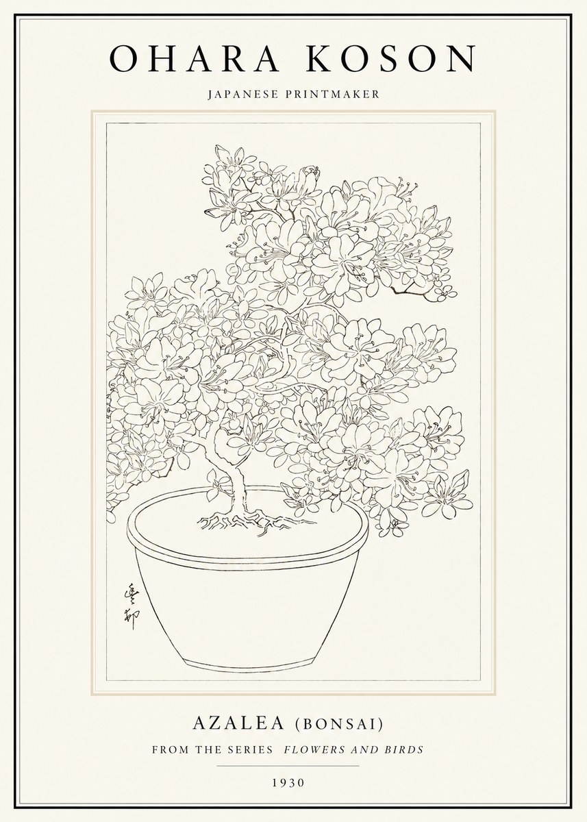 Ohara Koson Azalea (Bonsai) No1 - Plakat