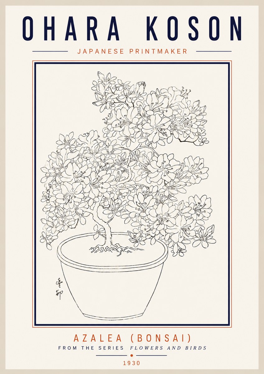 Ohara Koson Azalea (Bonsai) No3 - Plakat