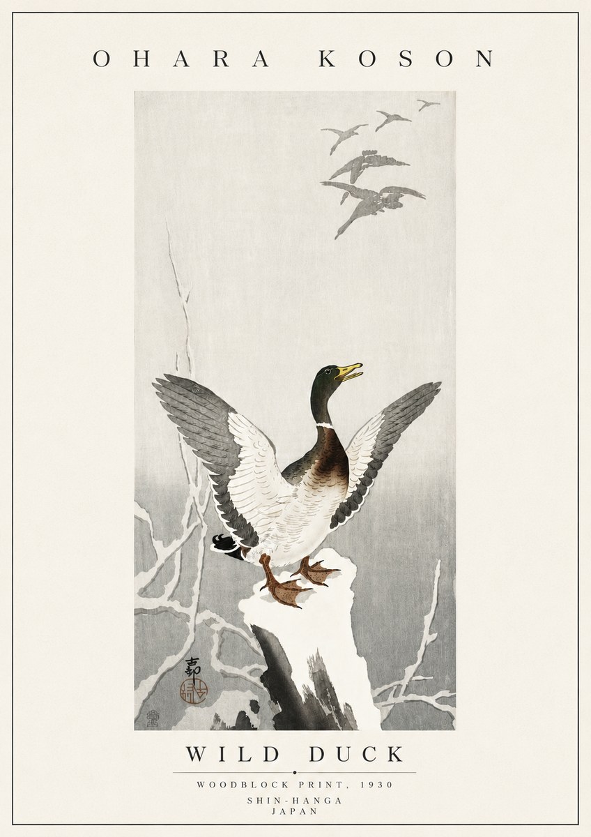 Ohara Koson Wild Duck No5 - Plakat