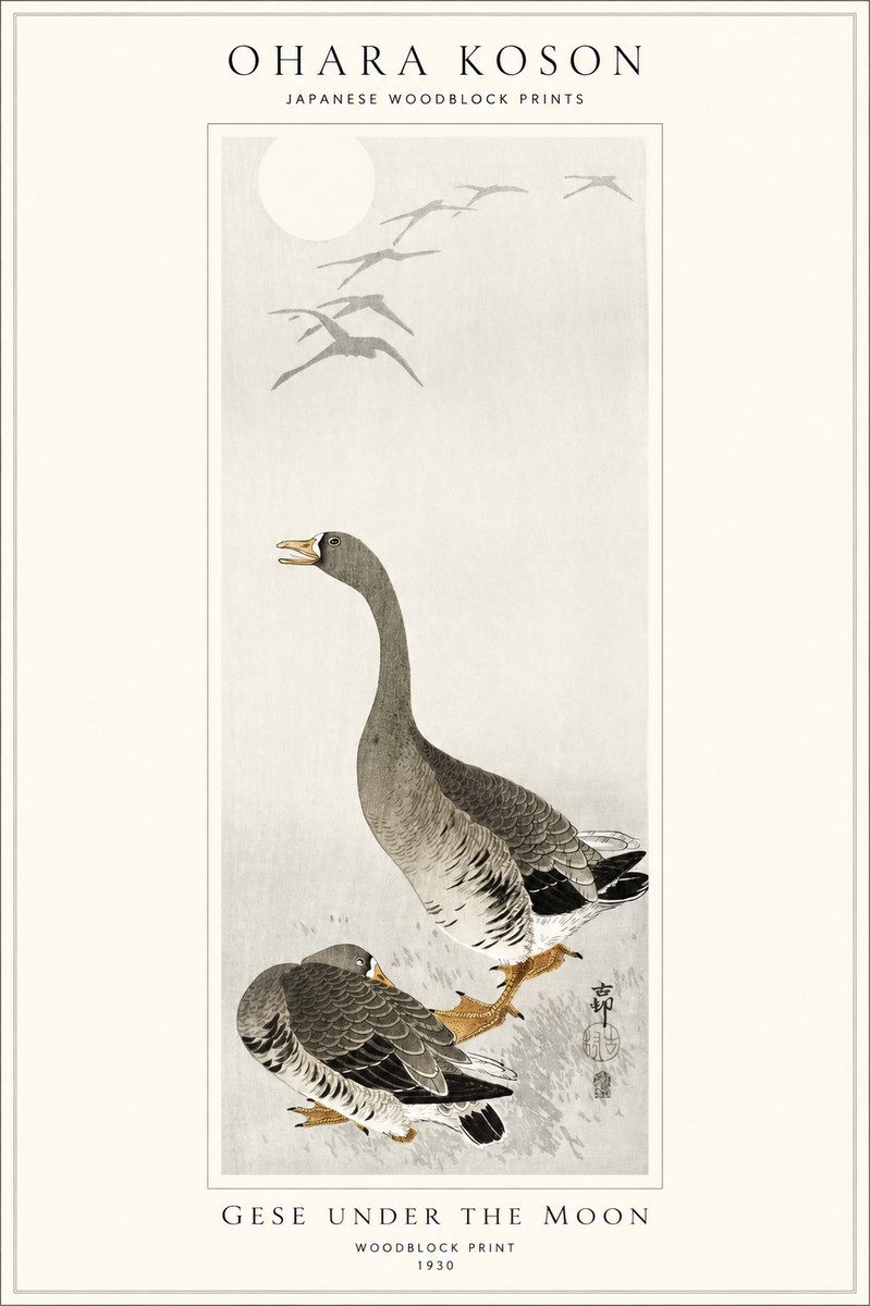 Ohara Koson Gese Under the Moon No1 - Plakat