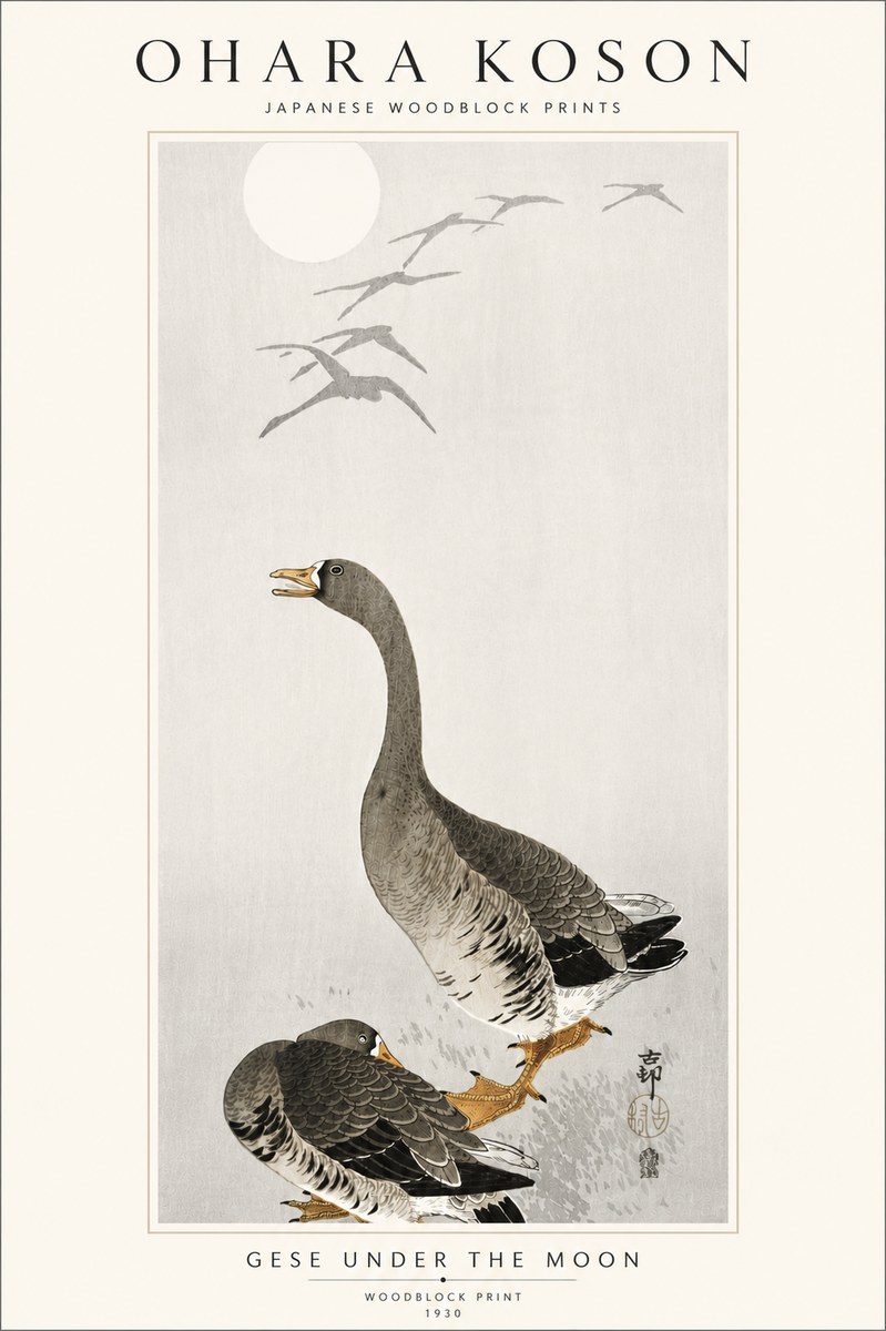 Ohara Koson Gese Under the Moon No5 - Plakat