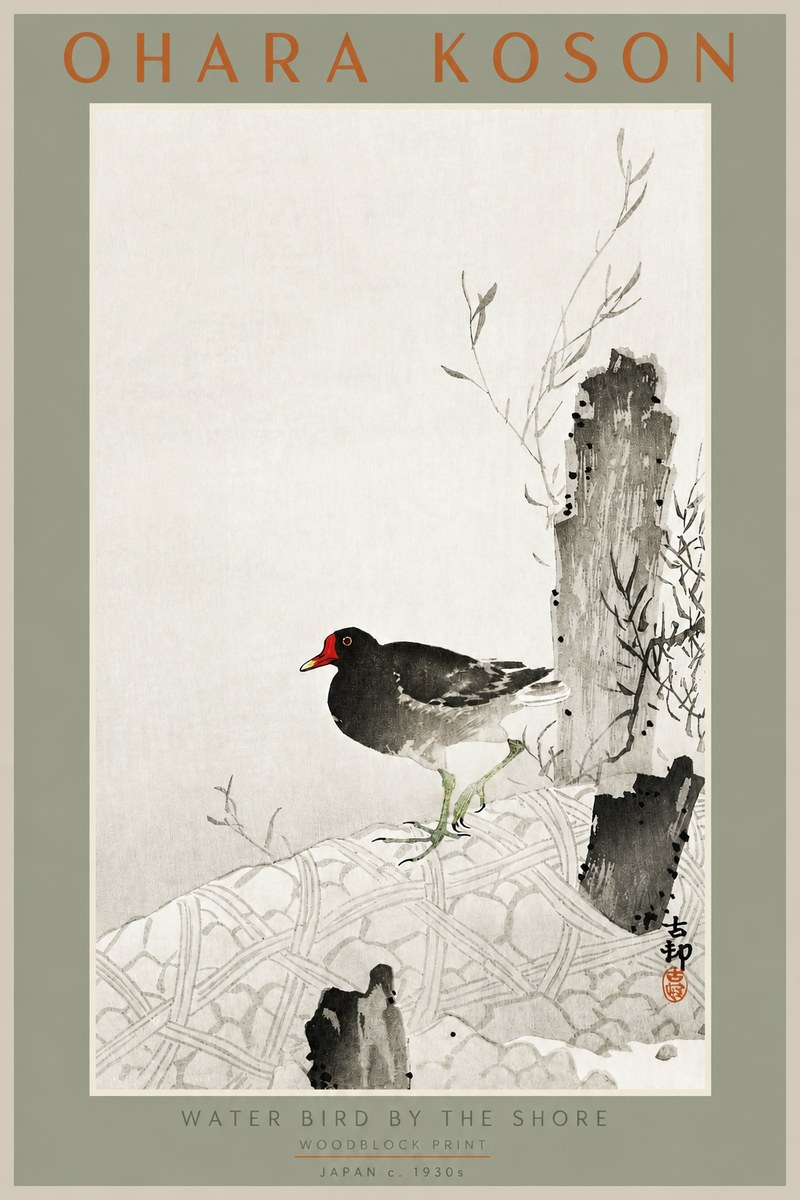 Ohara Koson Water Bird by the Shore No2 - Plakat
