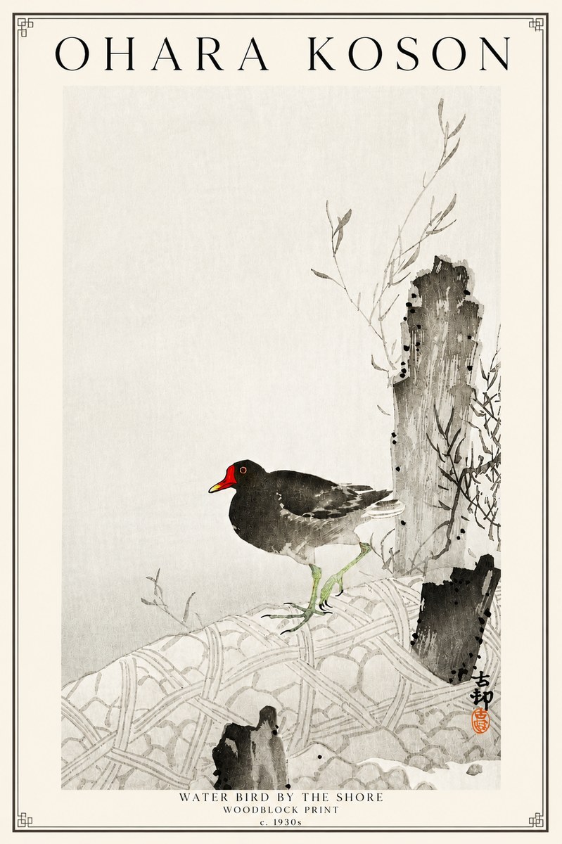 Ohara Koson Water Bird by the Shore No3 - Plakat
