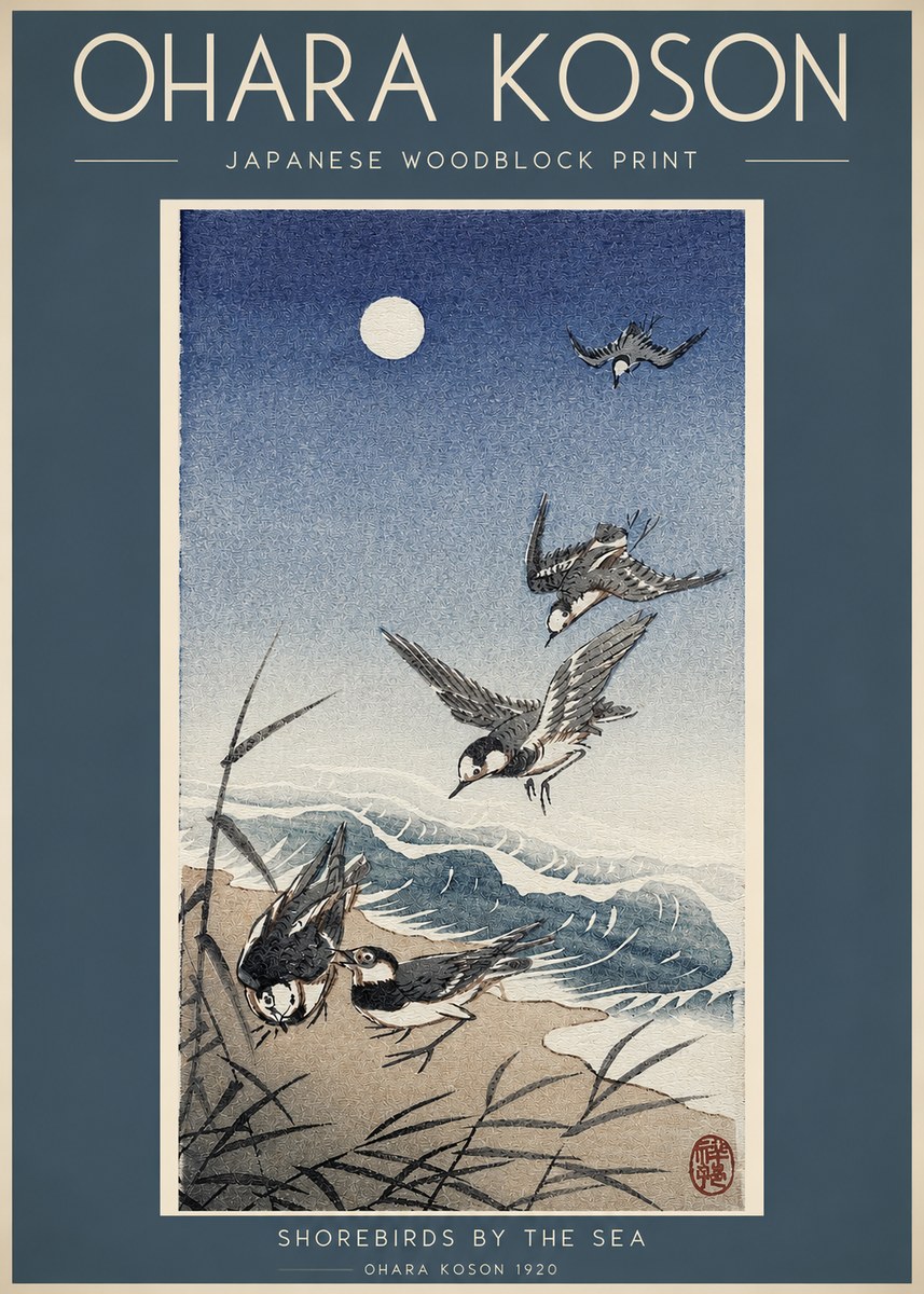 Ohara Koson Shorebirds by the Sea No2 - Plakat