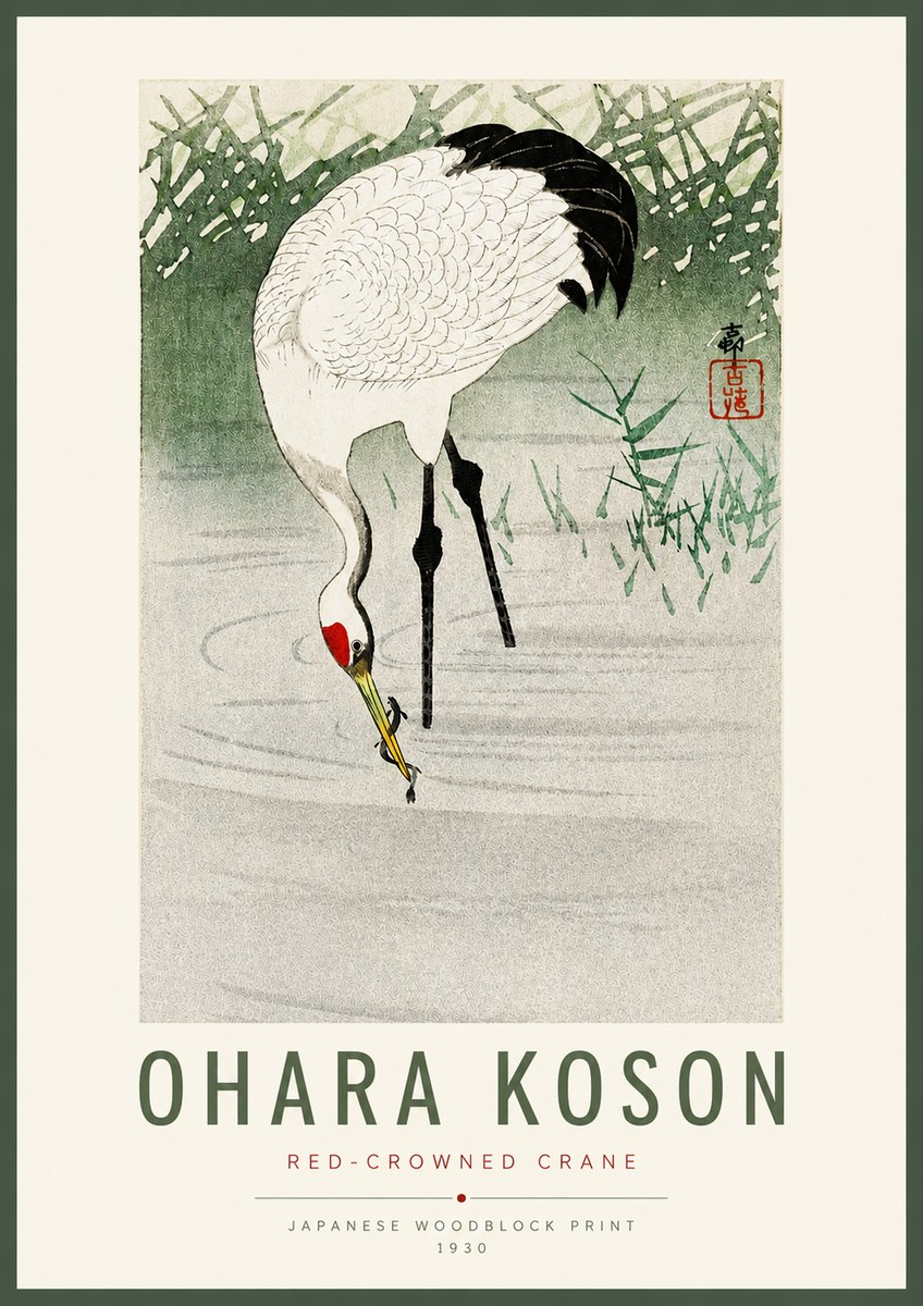 Ohara Koson Red-crowned Crane No2 - Plakat