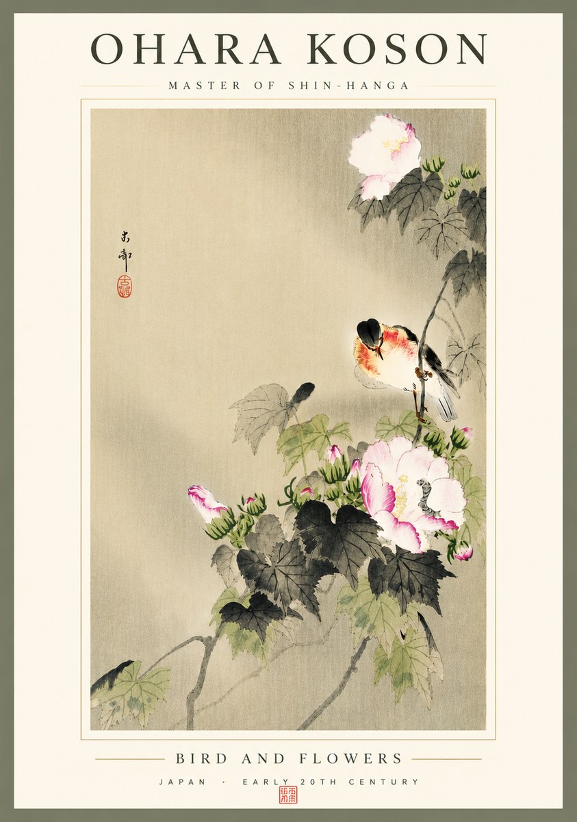 Ohara Koson Bird and Flowers No5 - Plakat