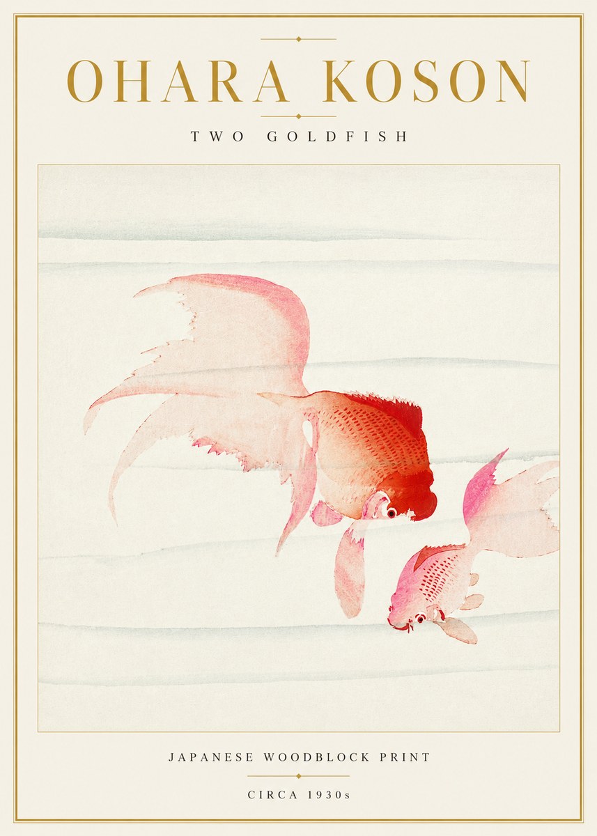 Ohara Koson Two Goldfish No3 - Plakat