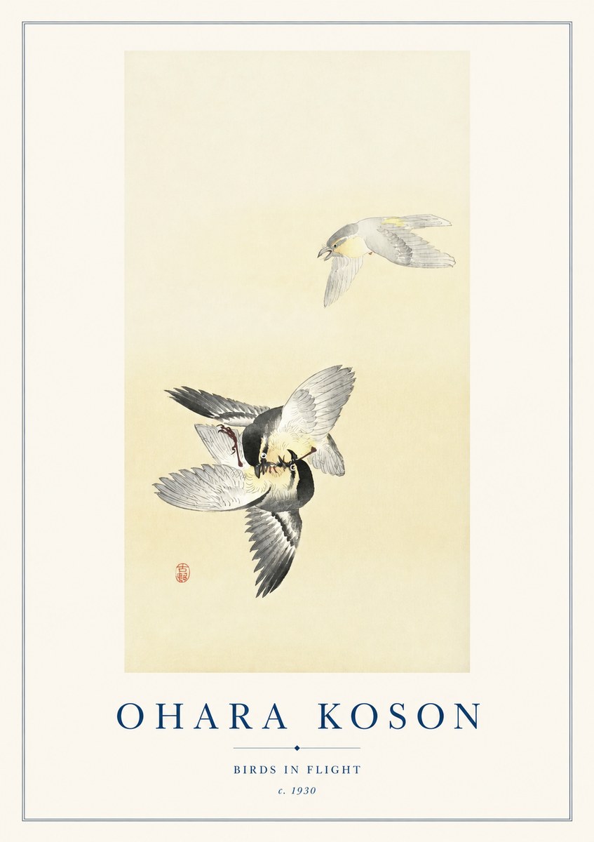 Ohara Koson Birds in Flight No1 - Plakat